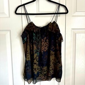 Express Top Womens Large Sheer Chiffon Ruffle Sleeveless Tank Whimsigoth